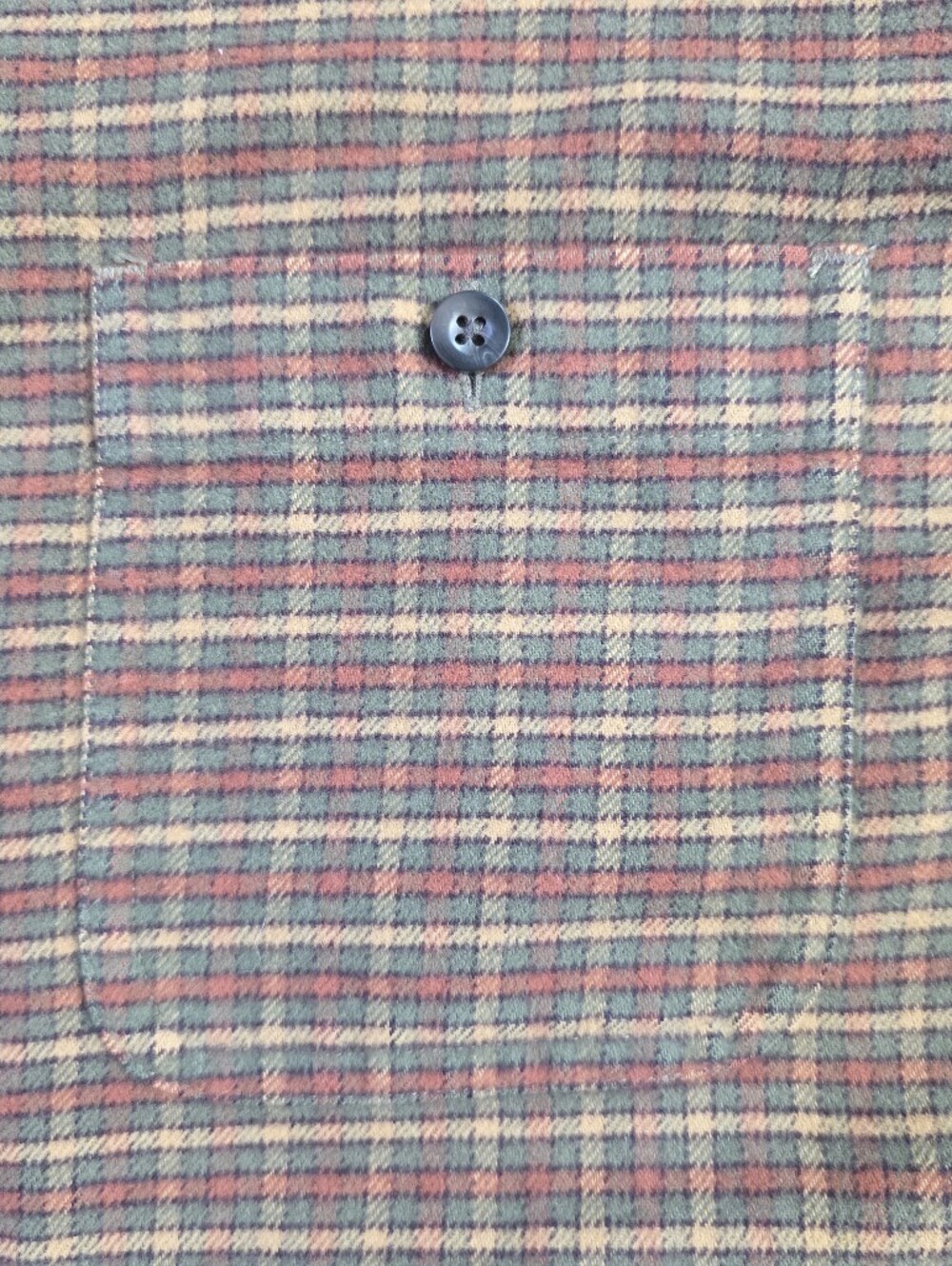LL Bean Plaid Flannel Button Up Shirt Brown Green Mens Size L Long Sleeve Cotton - Picture 5 of 9